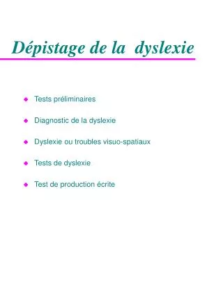 d pistage de la dyslexie