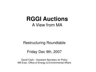 RGGI Auctions A View from MA