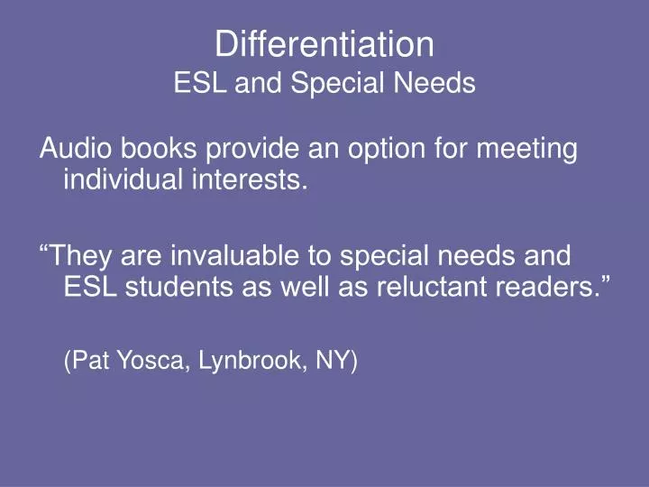 differentiation esl and special needs