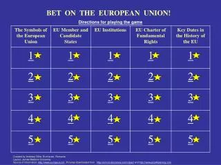 BET ON THE EUROPEAN UNION!