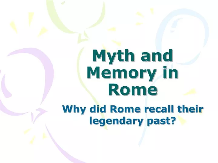 myth and memory in rome