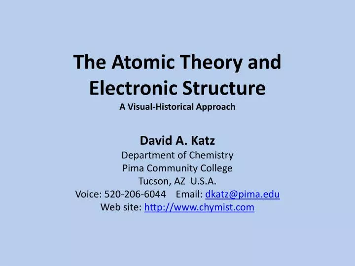 the atomic theory and electronic structure a visual historical approach
