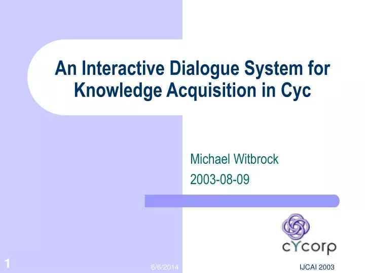 an interactive dialogue system for knowledge acquisition in cyc