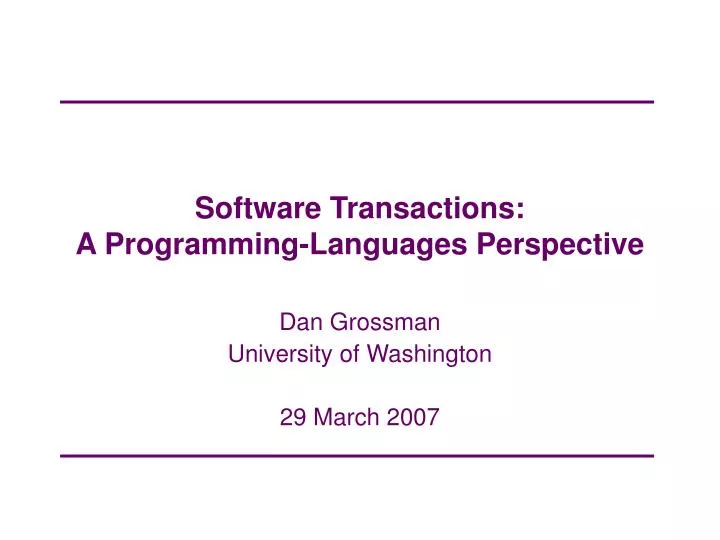software transactions a programming languages perspective