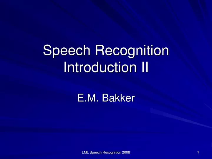 speech recognition introduction ii