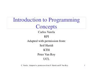 Introduction to Programming Concepts