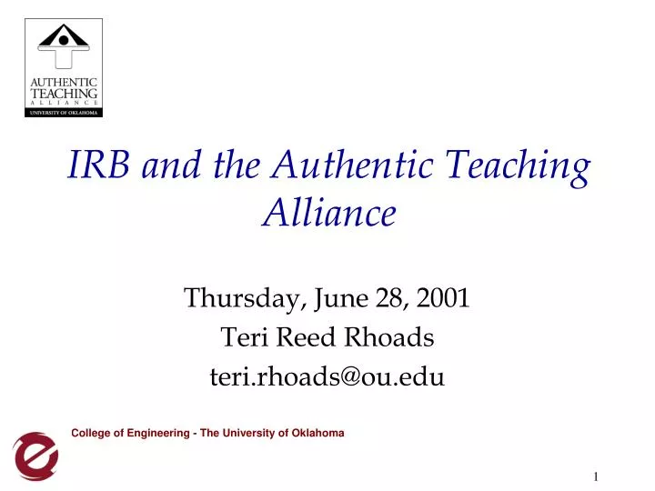 irb and the authentic teaching alliance