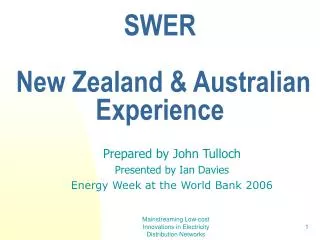 SWER New Zealand &amp; Australian Experience