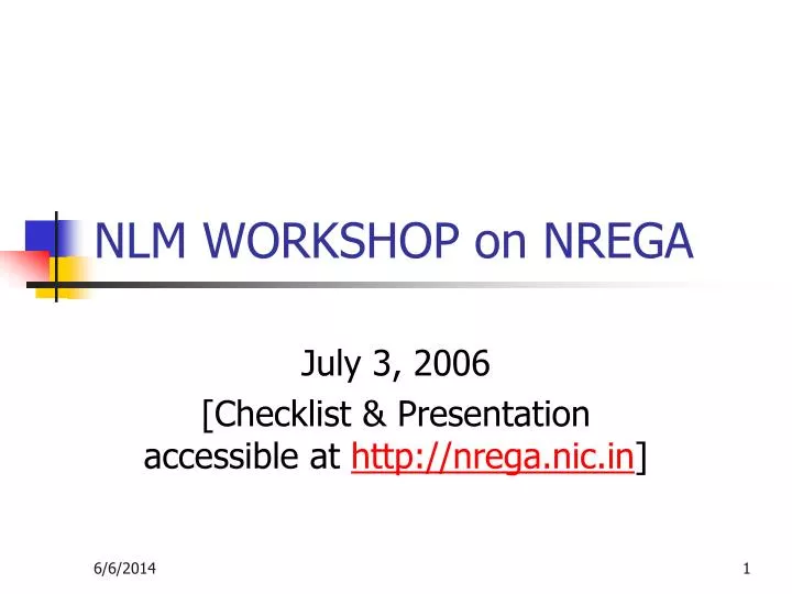 nlm workshop on nrega