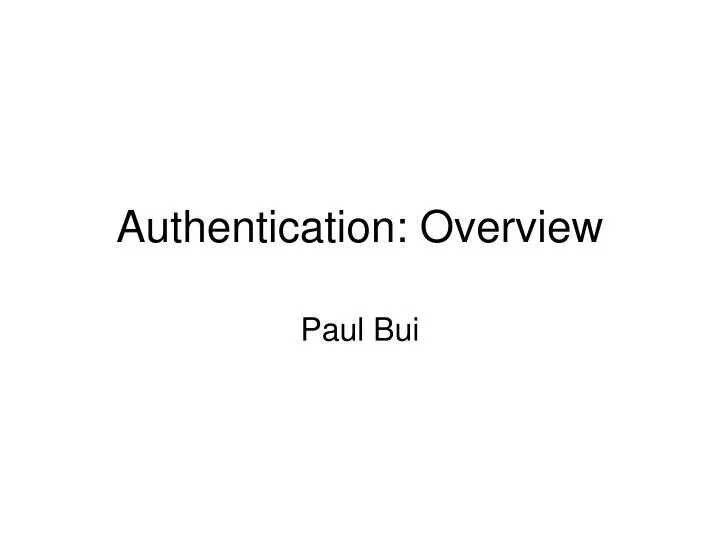 authentication overview
