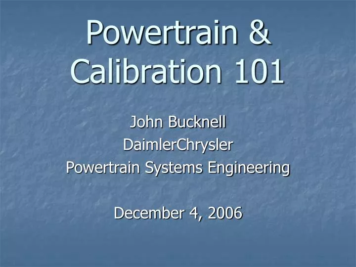 powertrain calibration 101