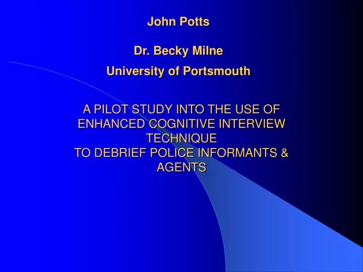 john potts dr becky milne university of portsmouth