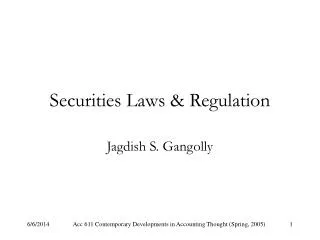 Securities Laws &amp; Regulation