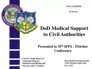 DoD Medical Support to Civil Authorities