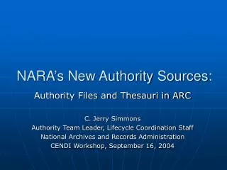 NARA’s New Authority Sources: