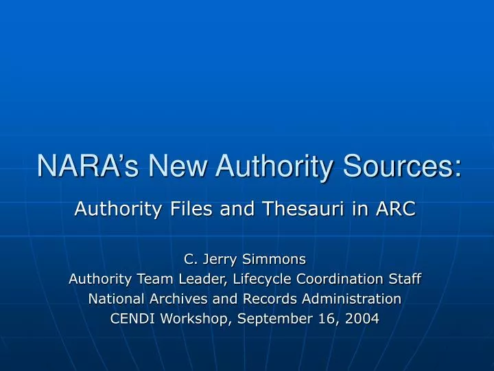 nara s new authority sources