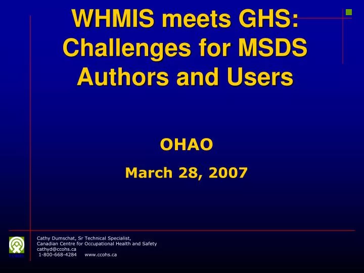 whmis meets ghs challenges for msds authors and users