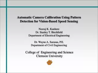 Automatic Camera Calibration Using Pattern Detection for Vision-Based Speed Sensing