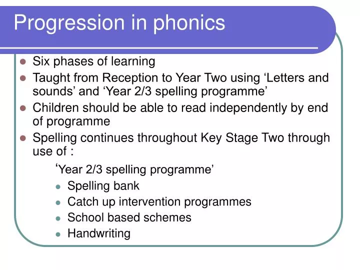 progression in phonics