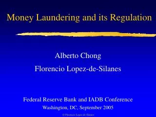 Money Laundering and its Regulation