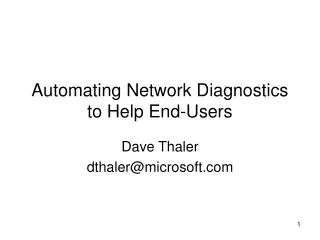 Automating Network Diagnostics to Help End-Users