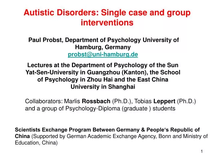 autistic disorders single case and group interventions
