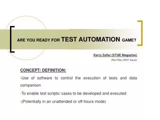 ARE YOU READY FOR TEST AUTOMATION GAME?
