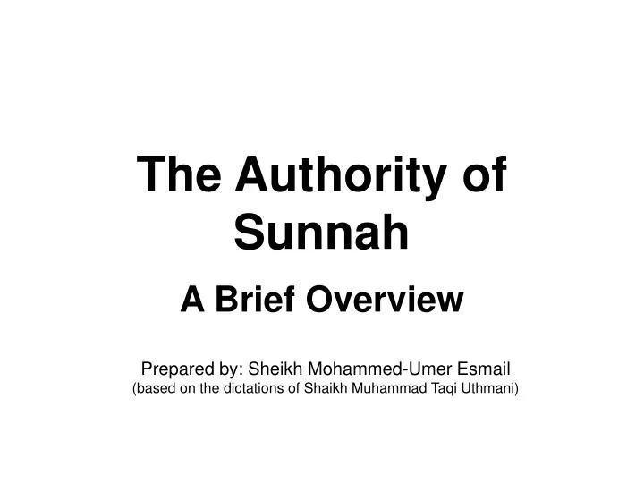 the authority of sunnah