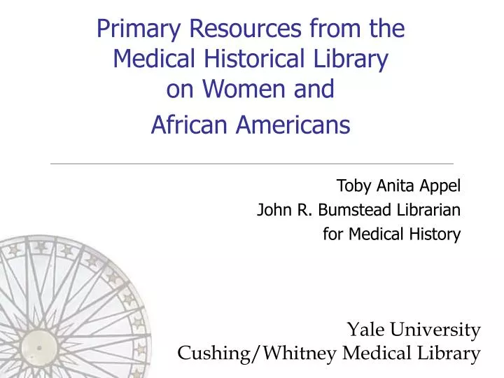 primary resources from the medical historical library on women and african americans