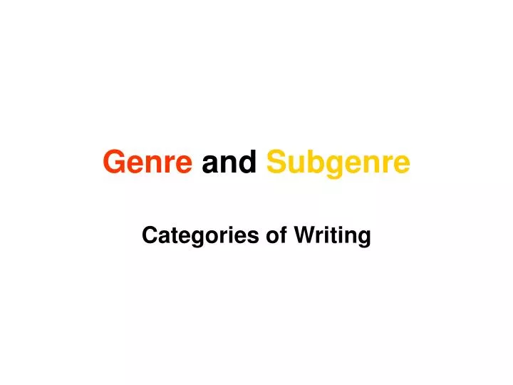 genre and subgenre