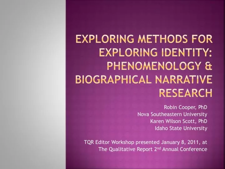 exploring methods for exploring identity phenomenology biographical narrative research