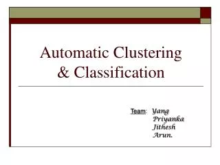 Automatic Clustering &amp; Classification