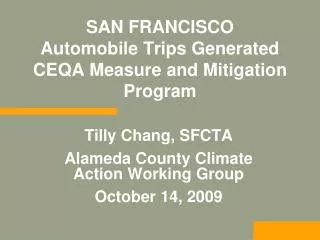 SAN FRANCISCO Automobile Trips Generated CEQA Measure and Mitigation Program