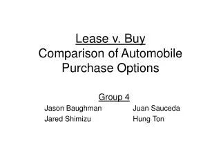 Lease v. Buy Comparison of Automobile Purchase Options