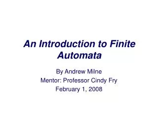 An Introduction to Finite Automata