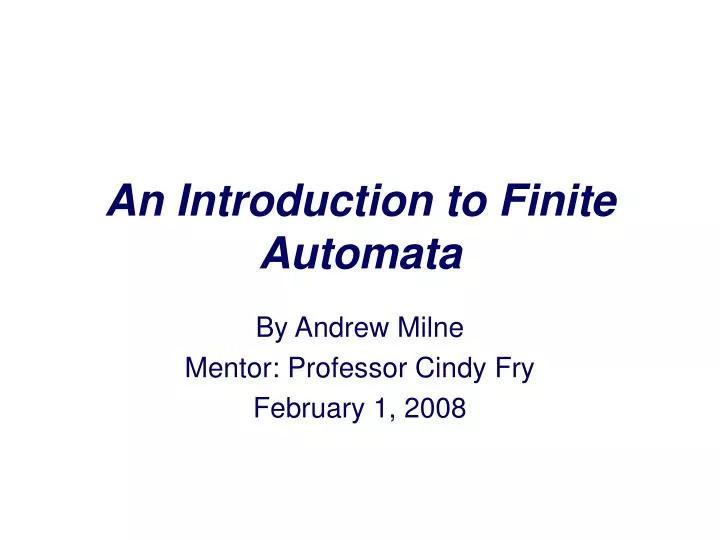 an introduction to finite automata
