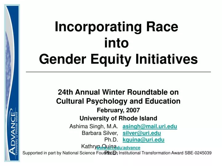 incorporating race into gender equity initiatives