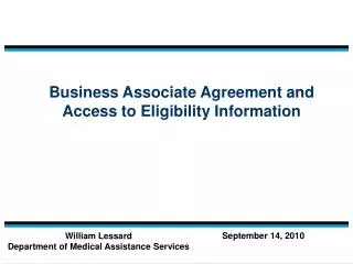 Business Associate Agreement and Access to Eligibility Information