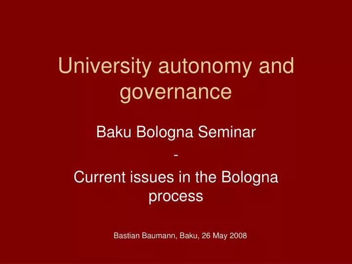 university autonomy and governance