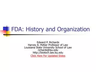 FDA: History and Organization
