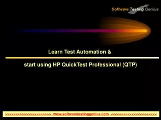 Learn Test Automation &amp; start using HP QuickTest Professional (QTP)