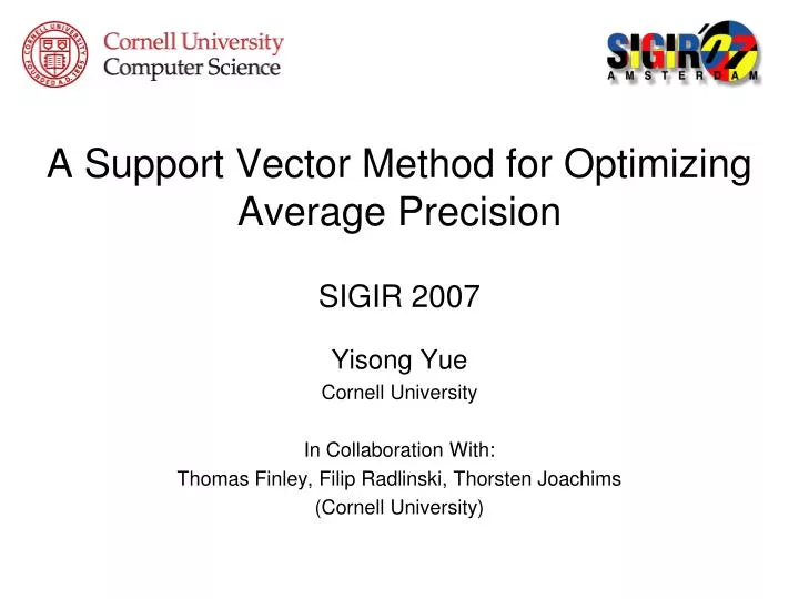a support vector method for optimizing average precision