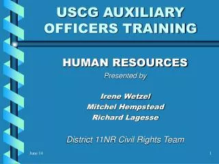 USCG AUXILIARY OFFICERS TRAINING