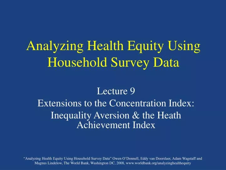 analyzing health equity using household survey data