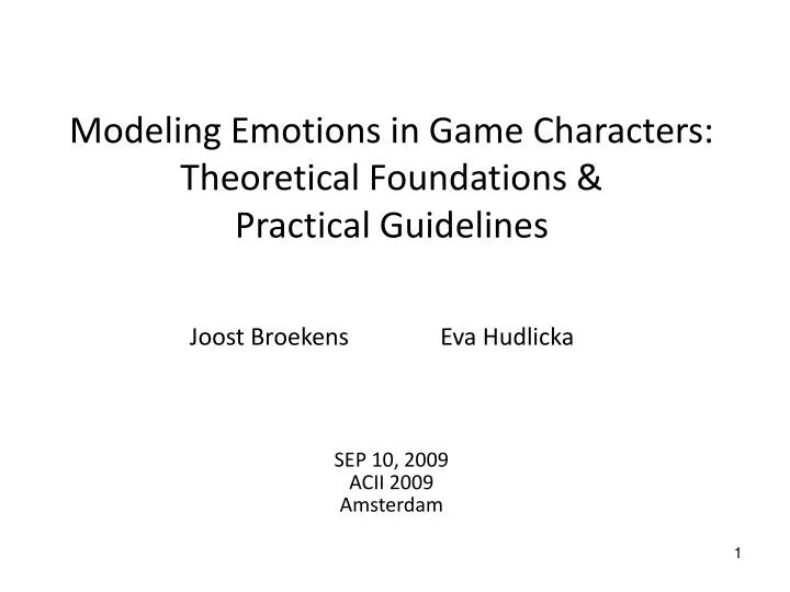 modeling emotions in game characters theoretical foundations practical guidelines
