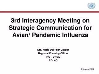 3rd Interagency Meeting on Strategic Communication for Avian/ Pandemic Influenza