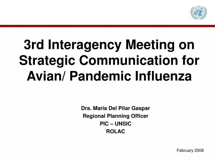 3rd interagency meeting on strategic communication for avian pandemic influenza