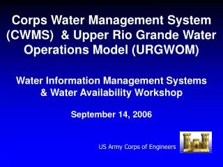 Water Information Management Systems &amp; Water Availability Workshop