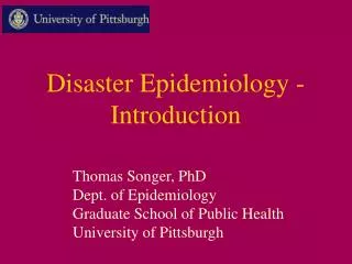 Disaster Epidemiology - Introduction