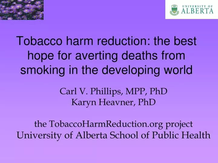 tobacco harm reduction the best hope for averting deaths from smoking in the developing world